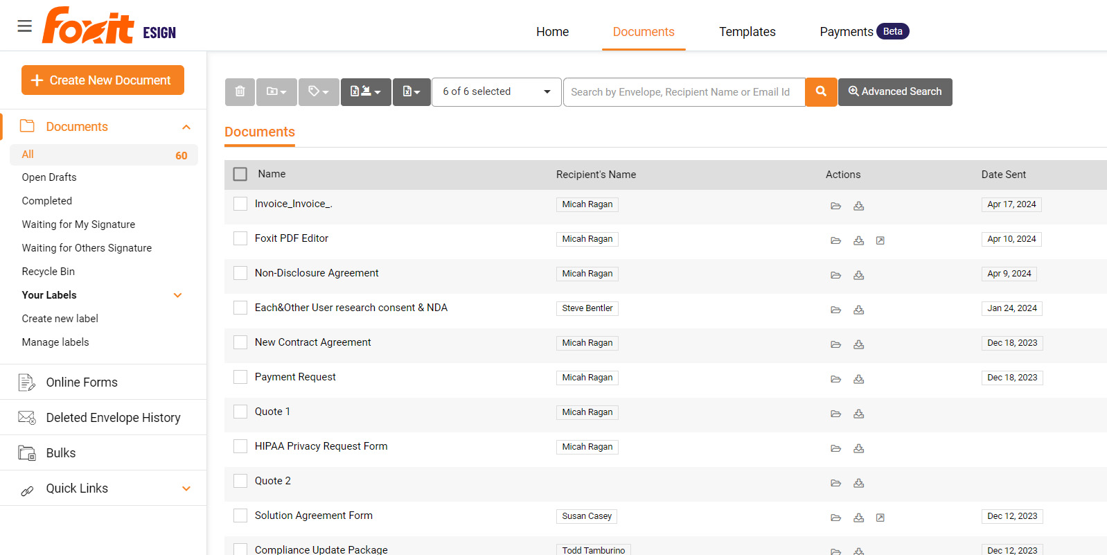 screenshot of Foxit eSign